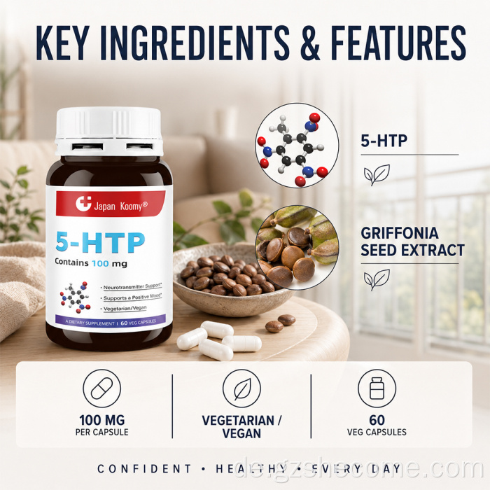 Shecome 5-HTP steigert die ruhige, entspannte Stimmung in Kapseln